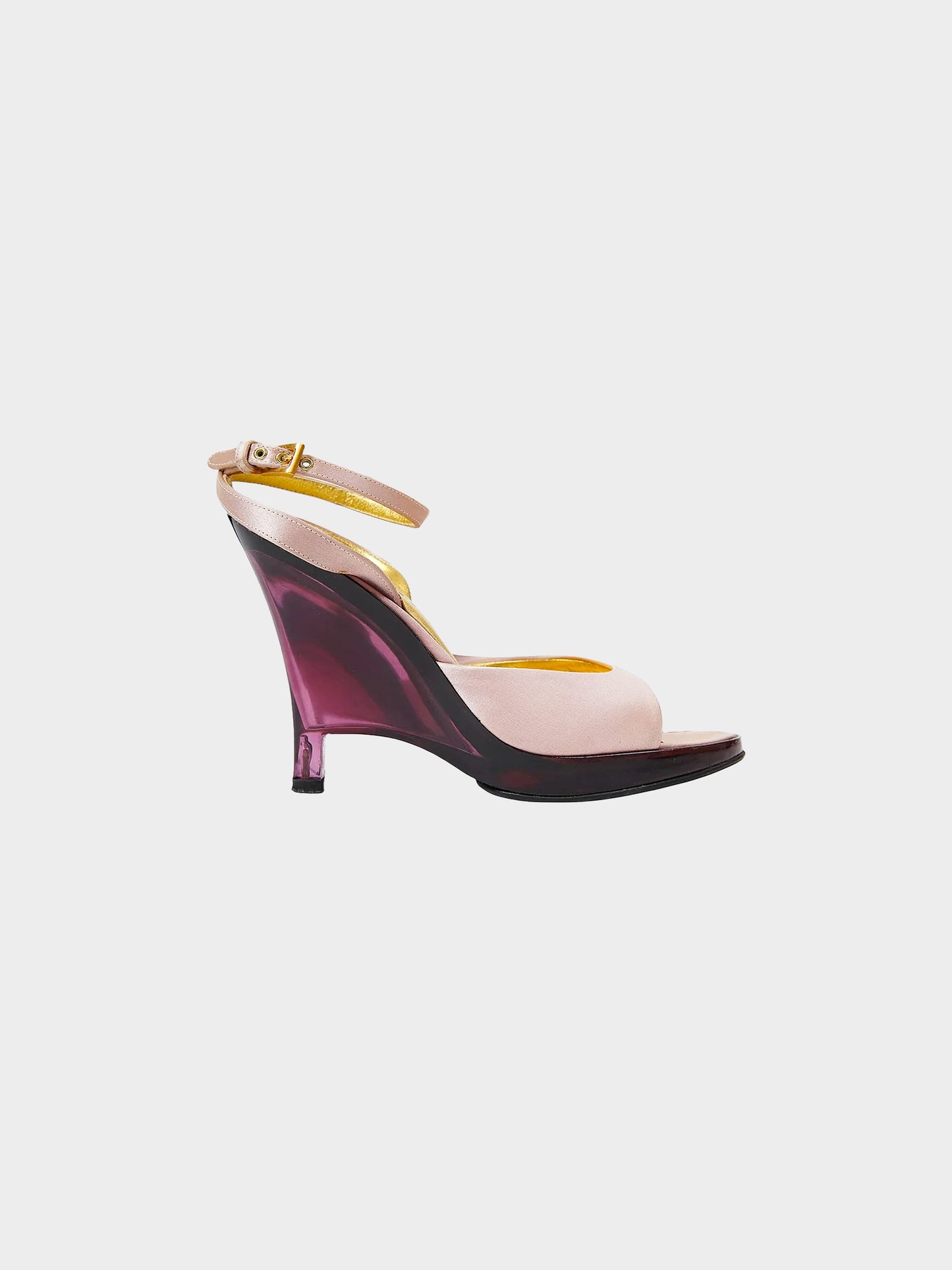 Prada SS 1998 Light Pink Satin and Pink Plexiglass Heels