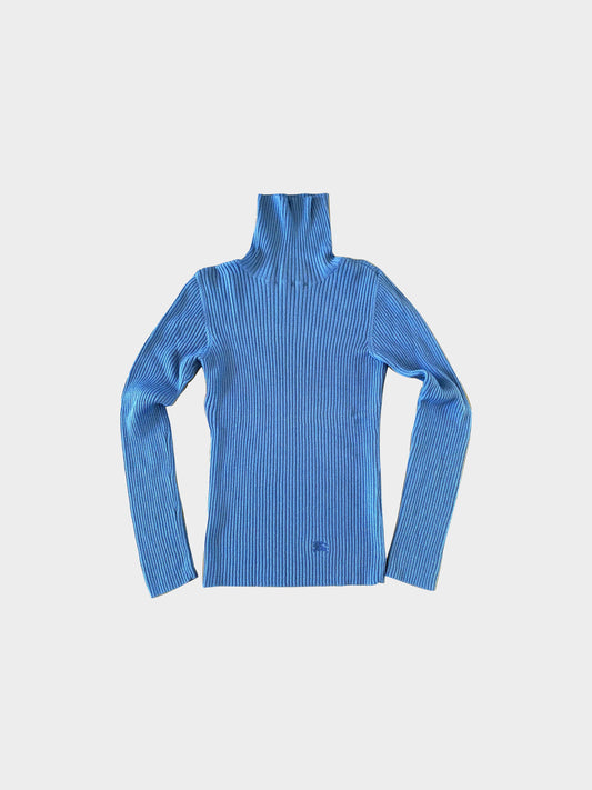 Burberry 2000s Blue Turtle Neck Shirt
