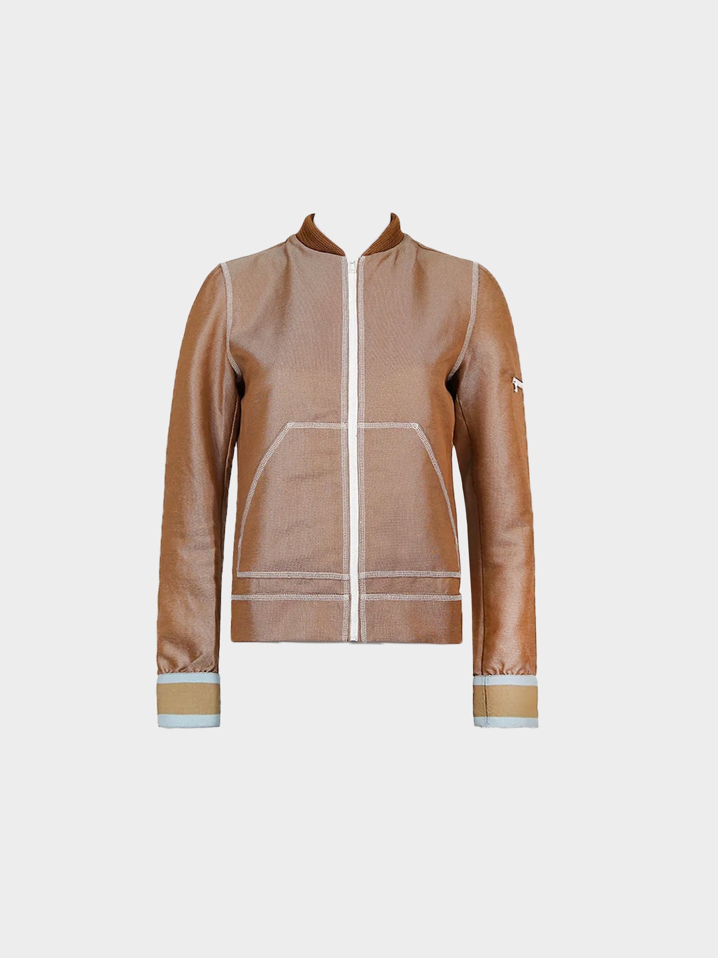 Miu Miu SS 2000 Brown Nylon Contrast Stitching Jacket