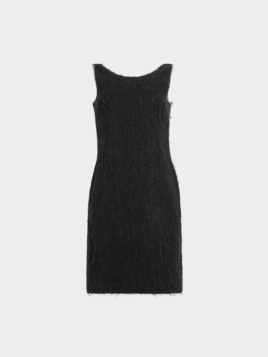 Prada FW 1998 Black Wool-Mohair Shift Dress