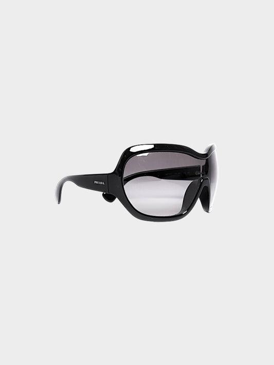 Prada FW 2011 Black Oversized Runway Shield Sunglasses