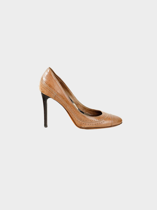 Burberry 2000s Brown Leather Brogue Heels