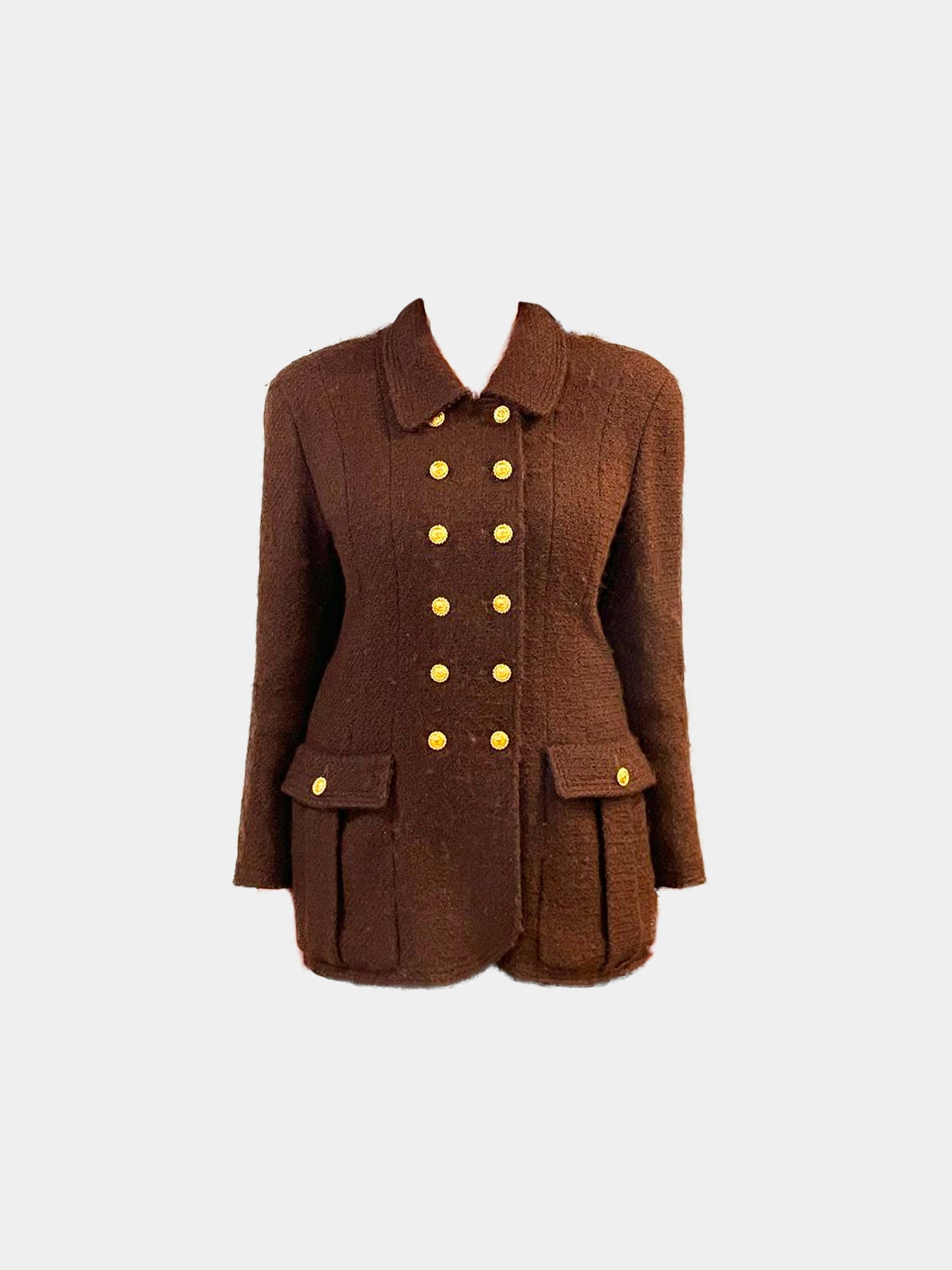 Chanel 1980s Brown Wool Double Breasted Jacket