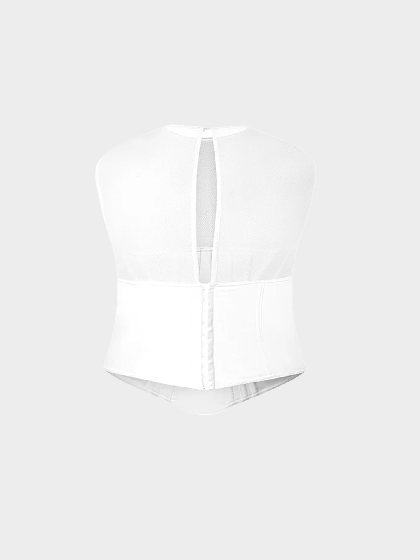 Chantal Thomass 2000s White Mesh and Satin Corset