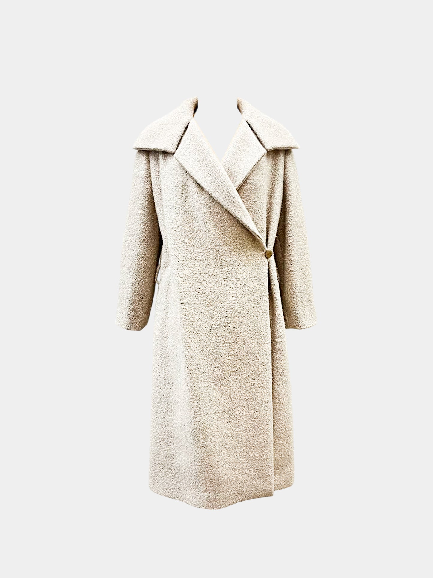 Chanel 2020s Beige Tinsel Wool Belted Coat