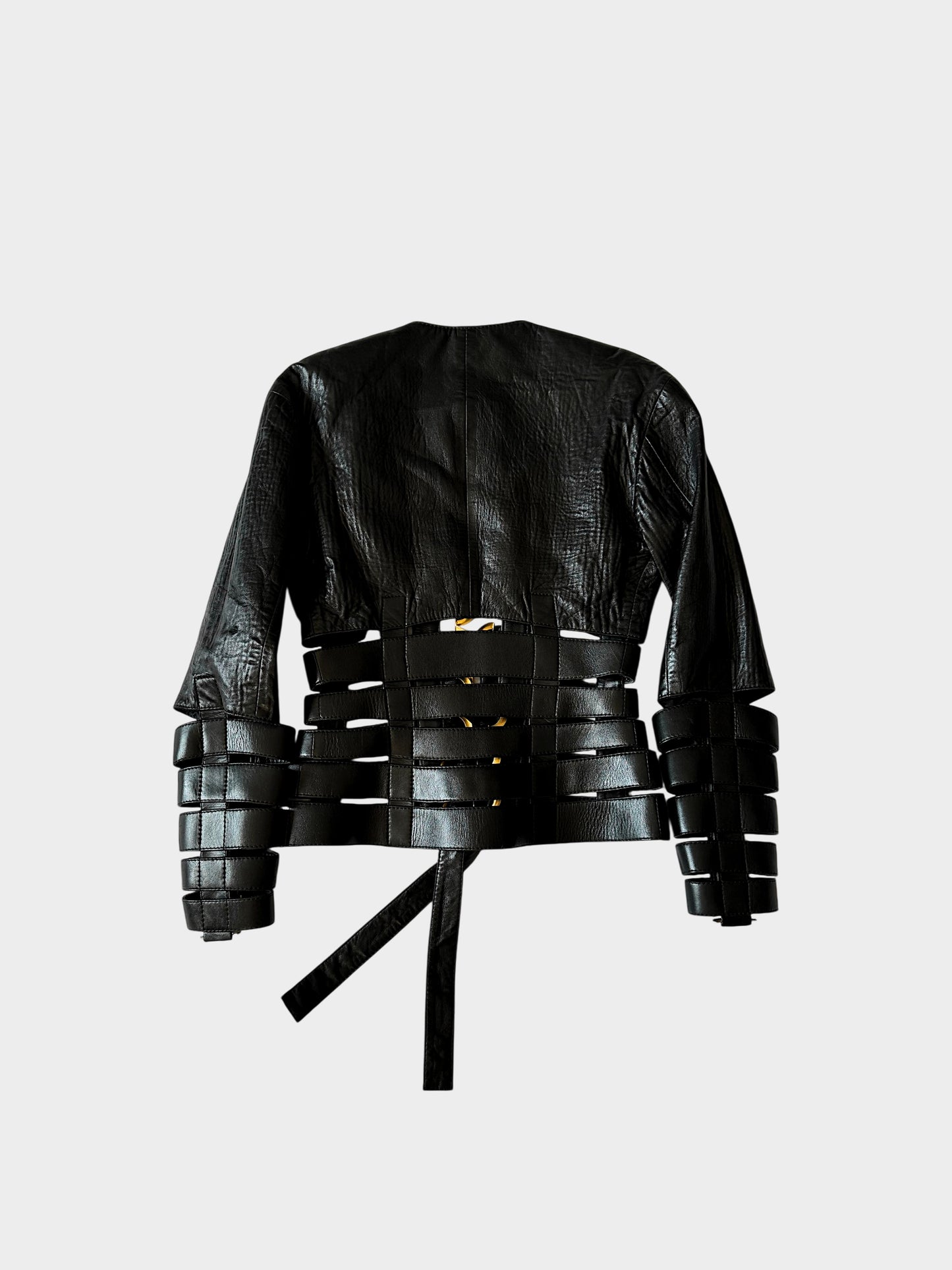 Gianfranco Ferre 1990s Black Leather Cut-out Jacket
