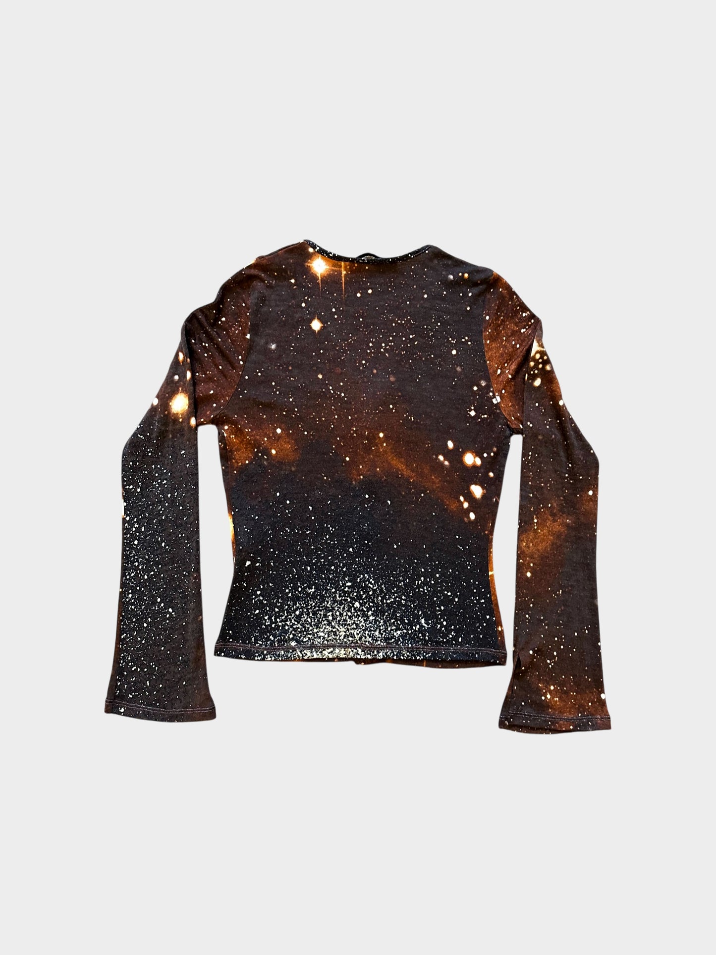 Roberto Cavalli 1997 Galaxy Print Wool Top