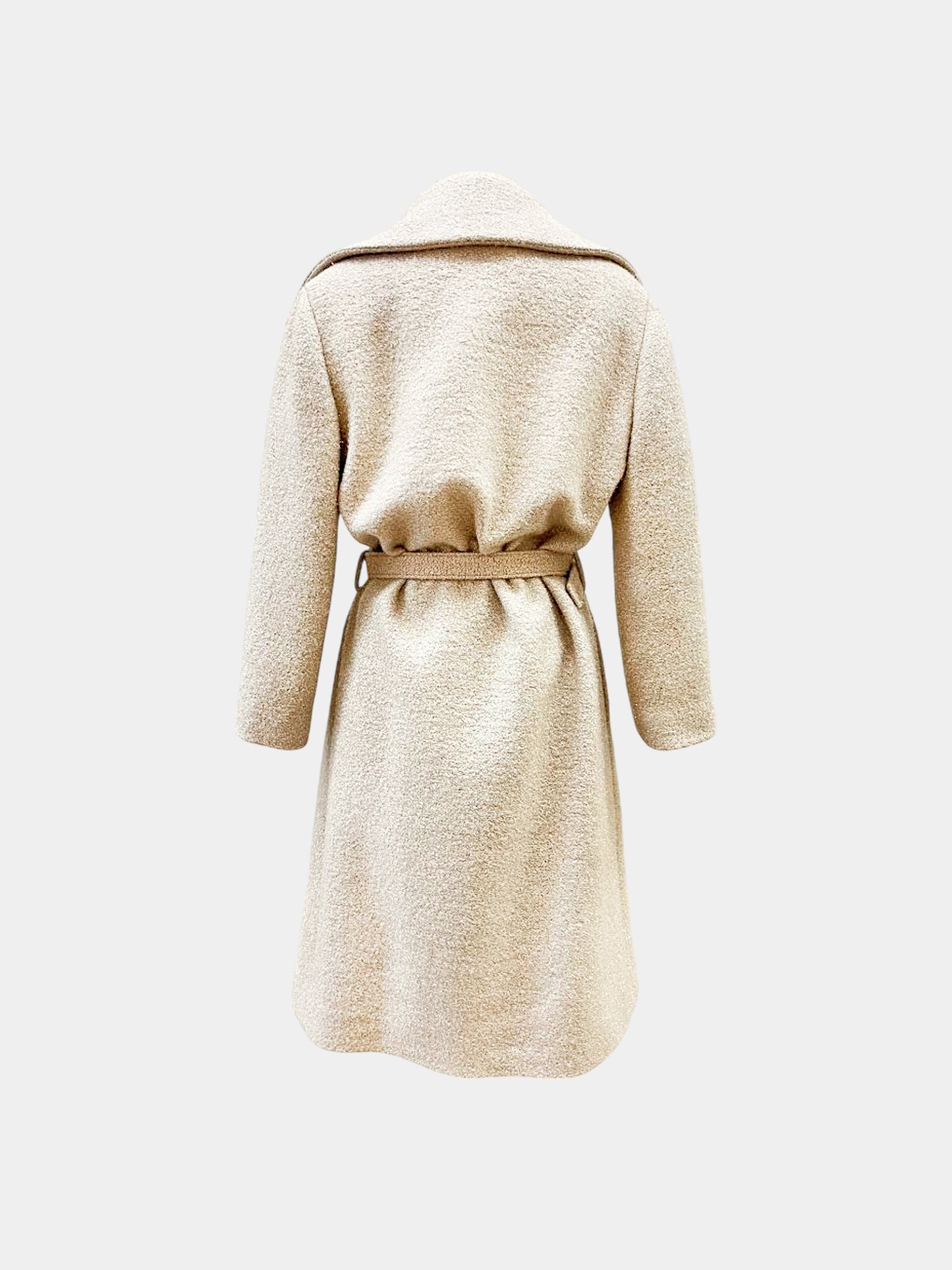 Chanel 2020s Beige Tinsel Wool Belted Coat