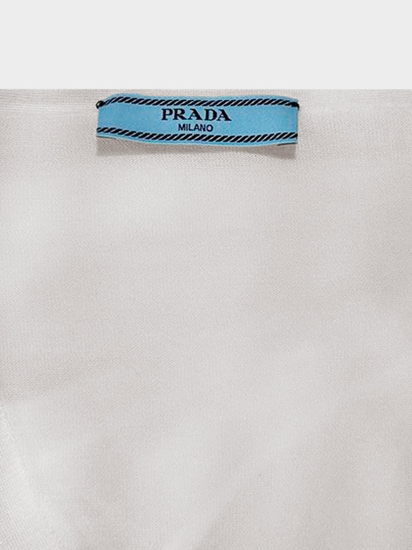Prada 2010s White Intarsia-Knit Logo Cardigan