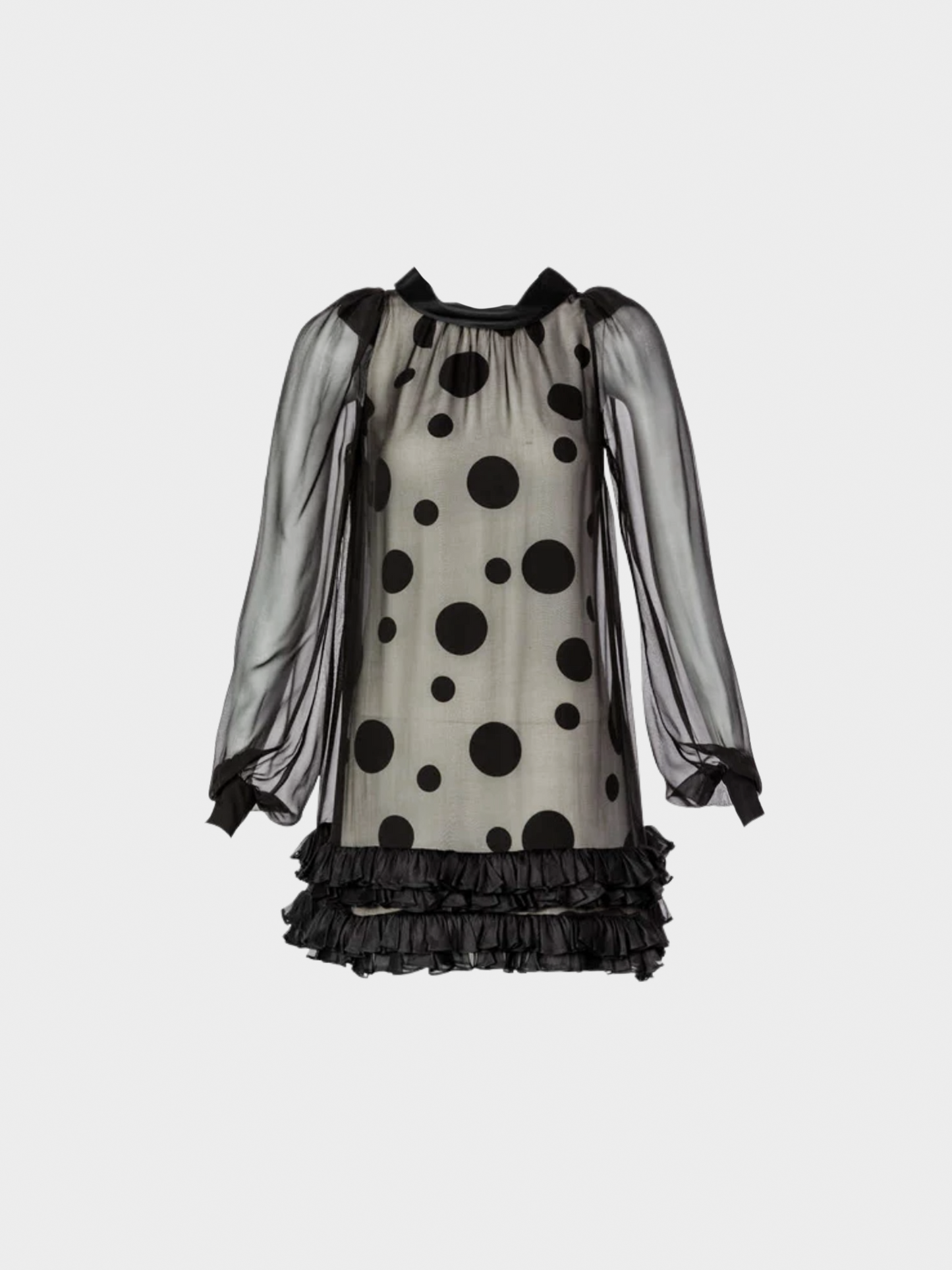 Balenciaga 1990s Black Polka Dot Silk Mini Dress