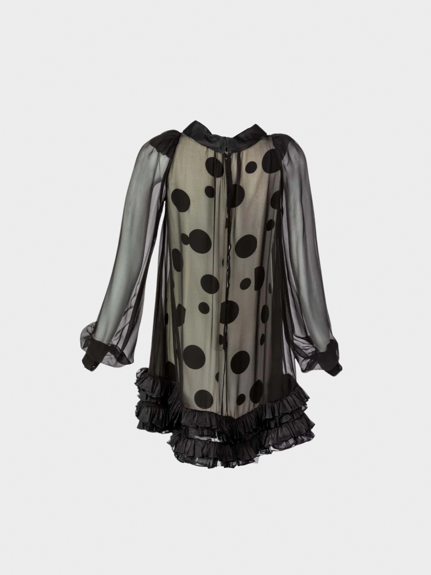 Balenciaga 1990s Black Polka Dot Silk Mini Dress