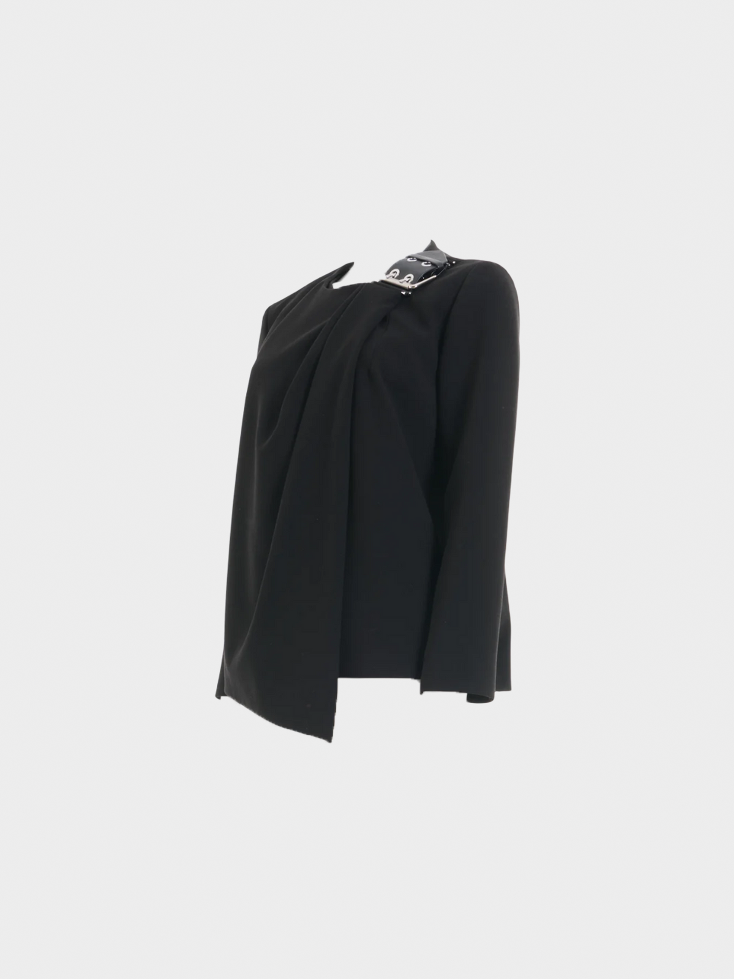 Balenciaga FW 2015 Black Buckle Draped Top