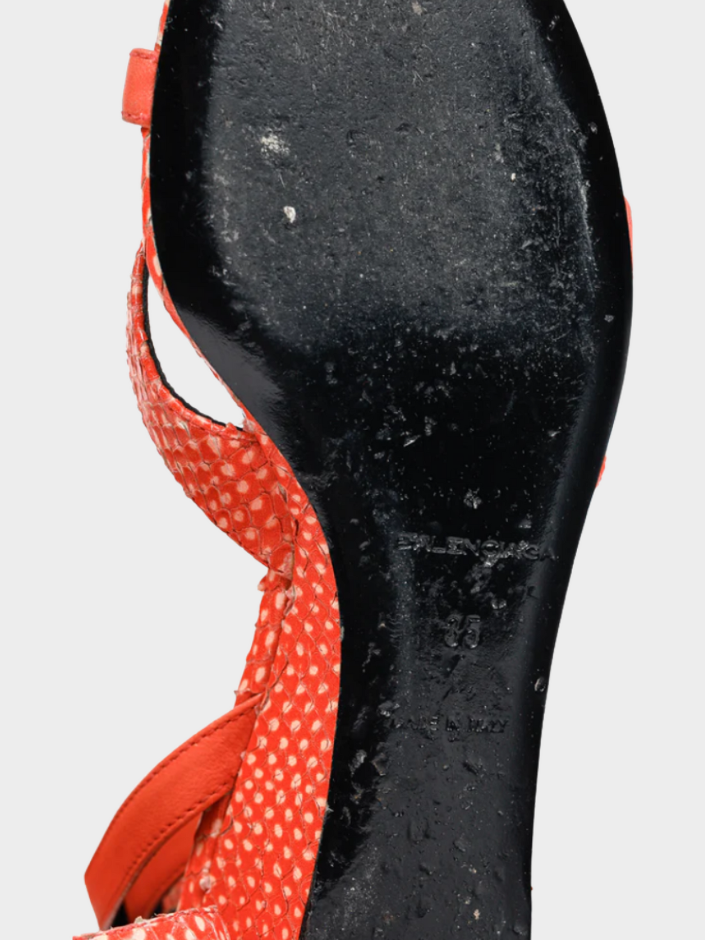 Balenciaga 2000s Orange Snakeskin-Embossed Studded Wedge Sandals