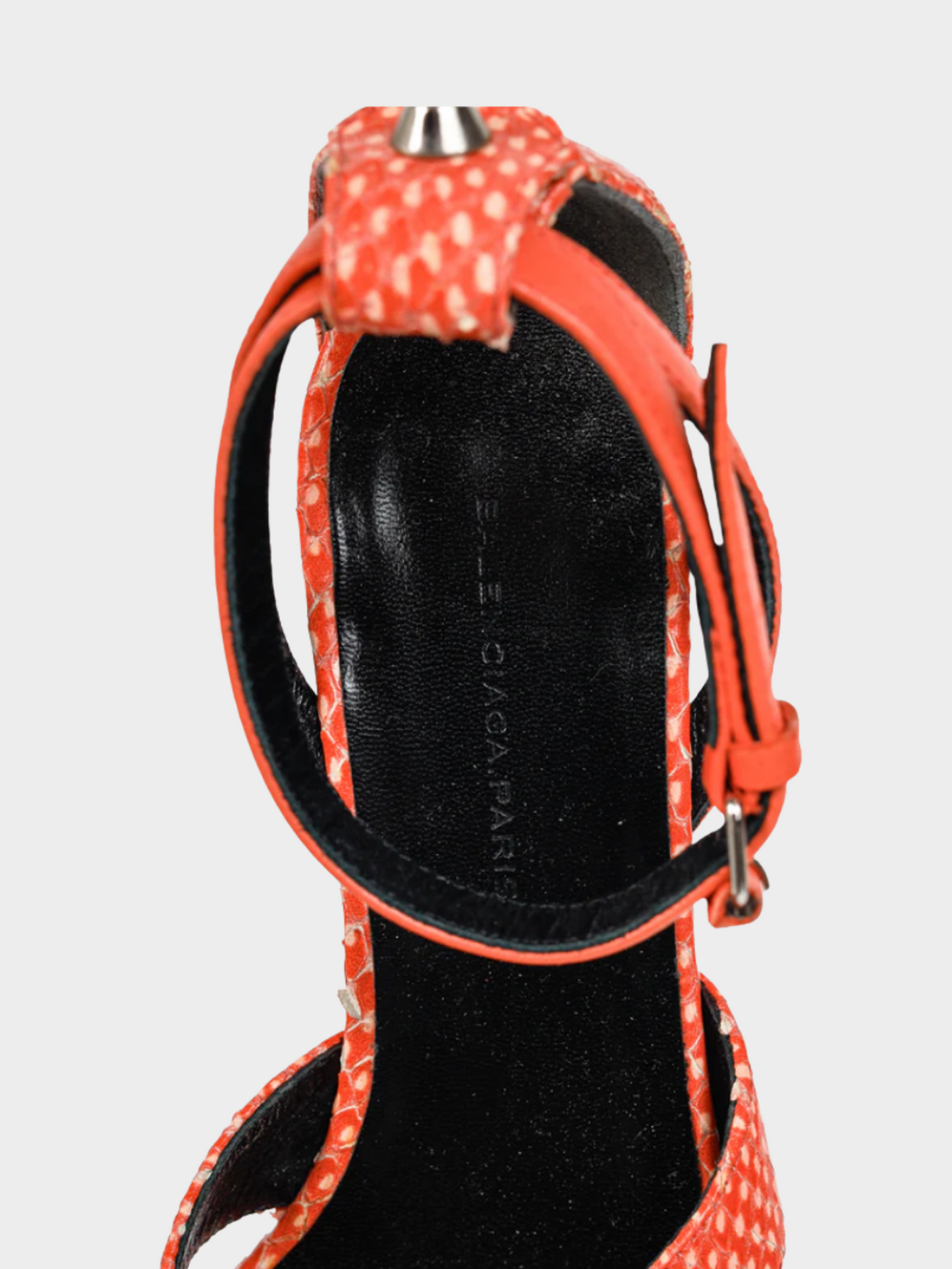 Balenciaga 2000s Orange Snakeskin-Embossed Studded Wedge Sandals