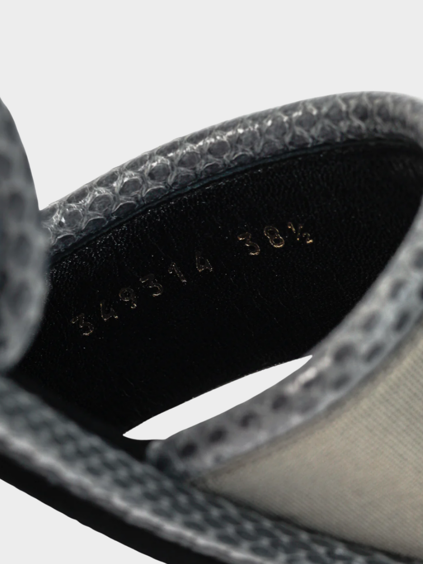 Balenciaga 2010s Grey Elastic Snakeskin-Embossed-Trim Slingback Sandals