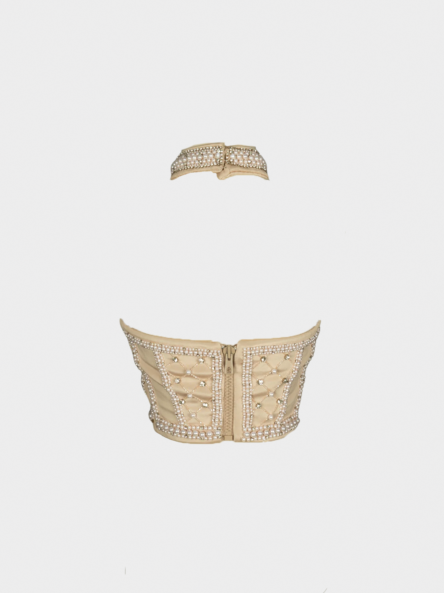 Balmain 2010s Nude Backless Peal Halter Top