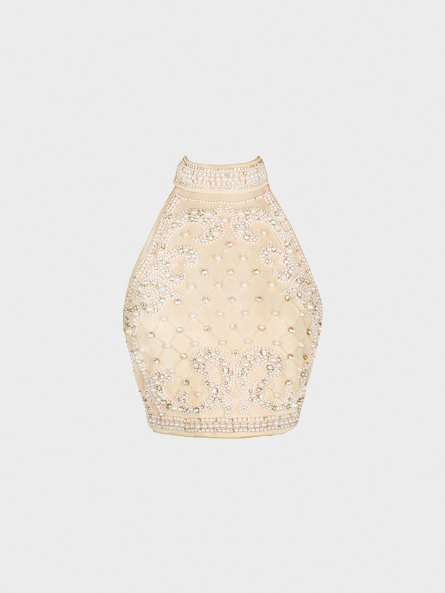 Balmain 2010s Nude Backless Peal Halter Top