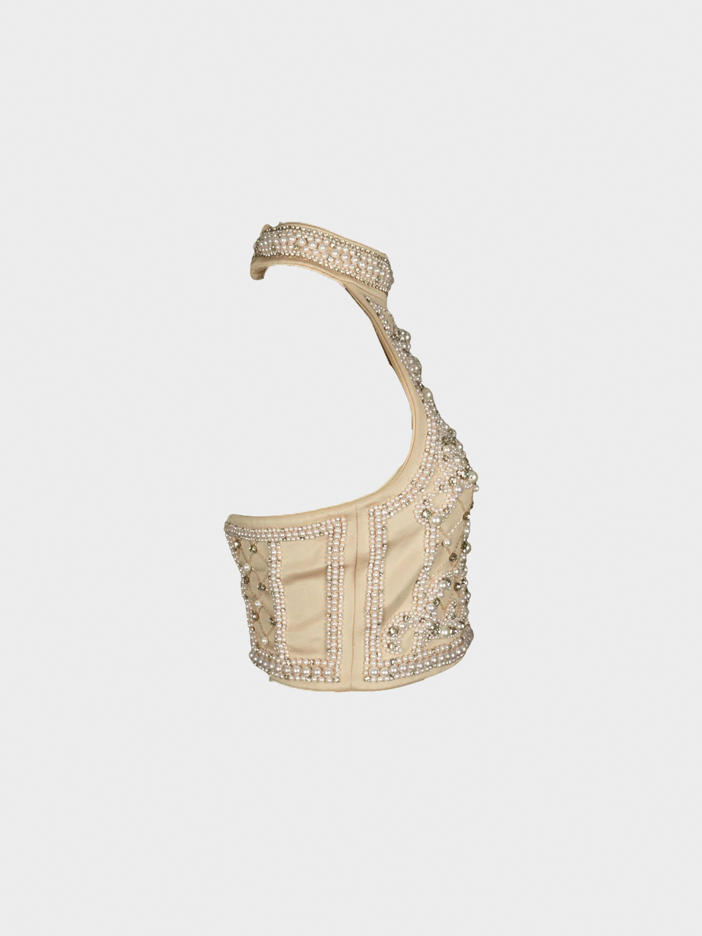 Balmain 2010s Nude Backless Peal Halter Top