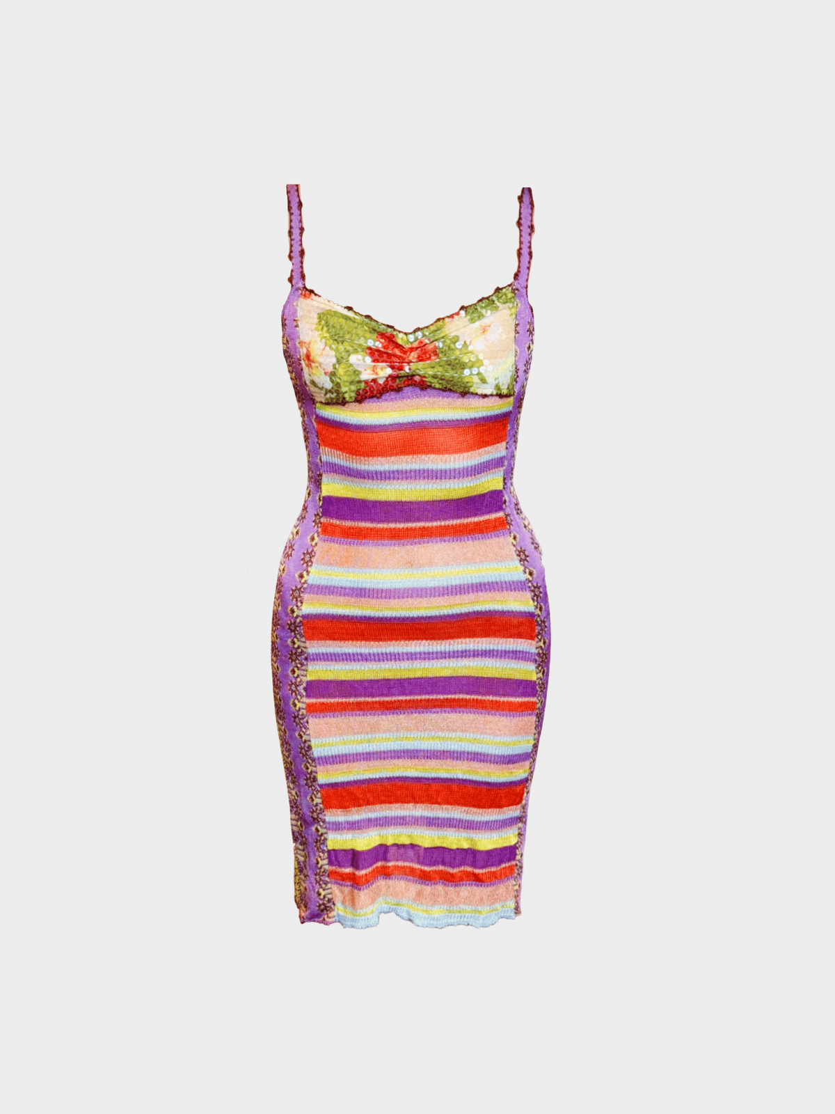Christian Lacroix 1990s Multicolor Striped Knit Dress