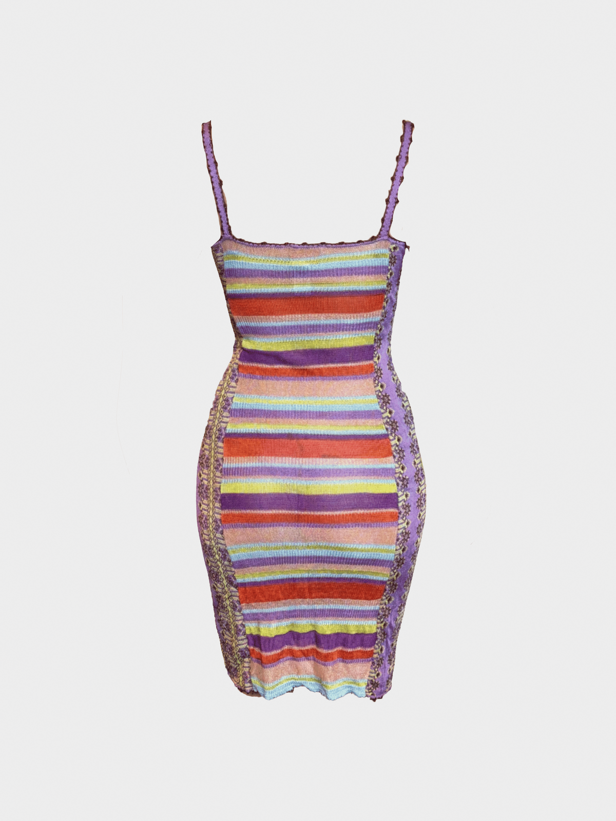 Christian Lacroix 1990s Multicolor Striped Knit Dress