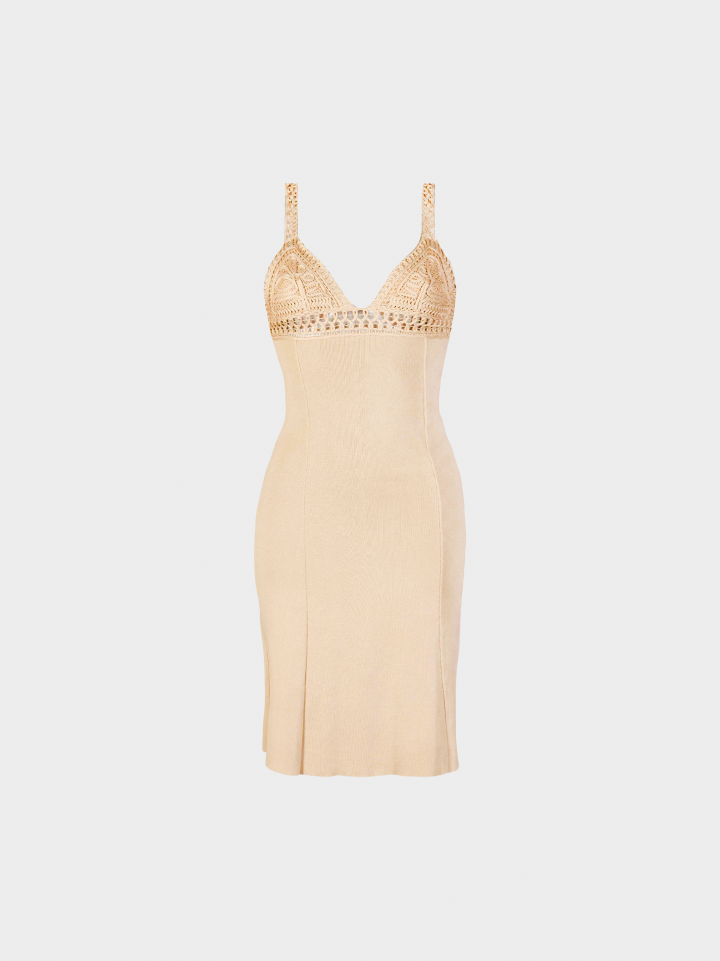Valentino Roma 2000s Nude Cotton Knit Mini Dress