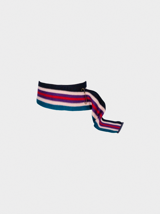 Missoni FW 2005 Multicolour Knit Obi Belt with Leather Trim