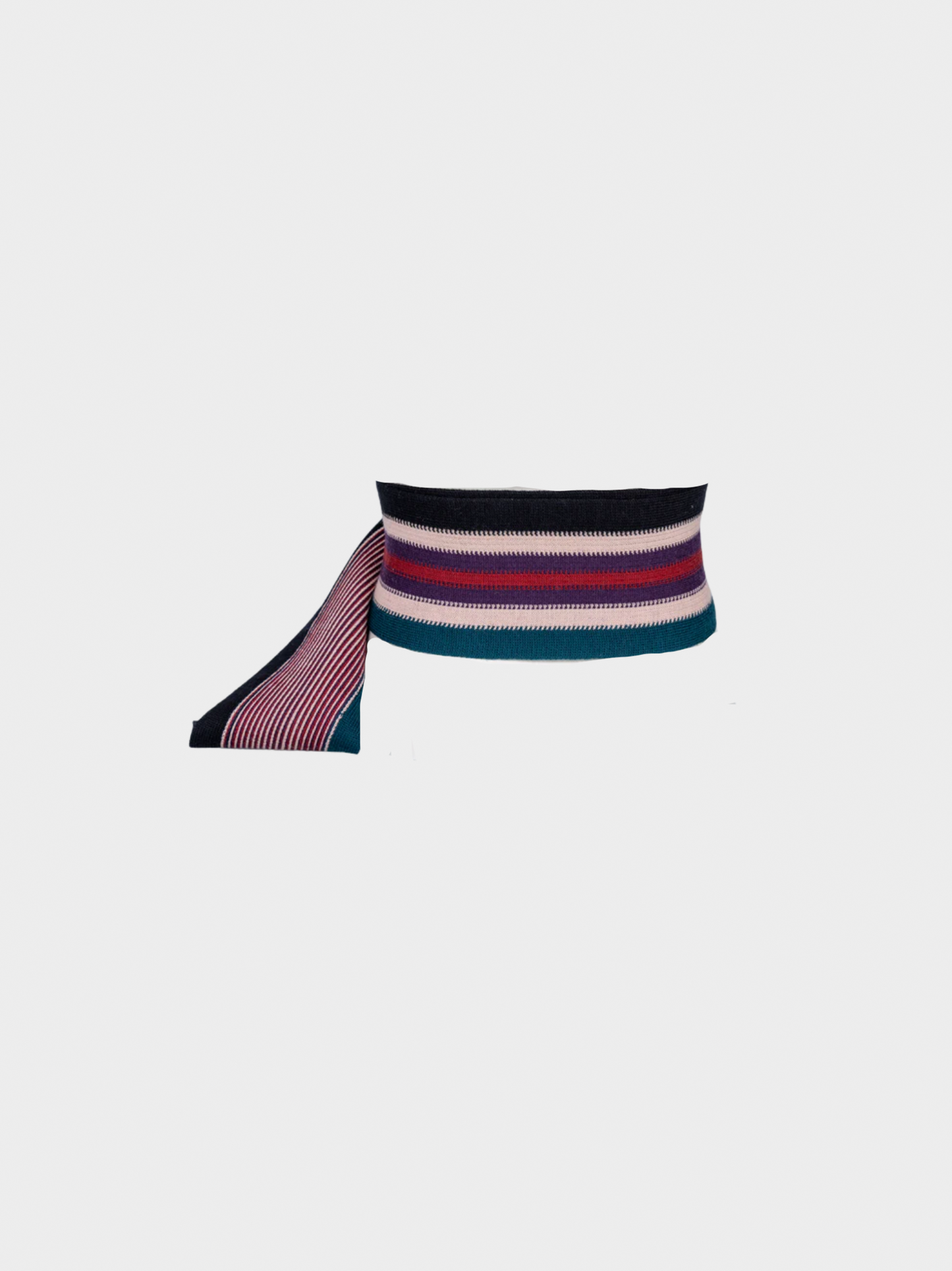 Missoni FW 2005 Multicolour Knit Obi Belt with Leather Trim