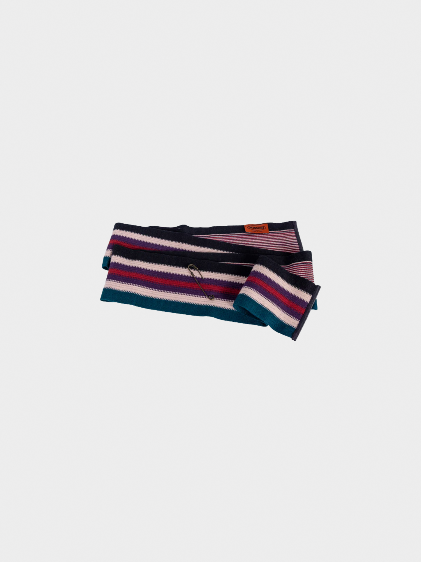 Missoni FW 2005 Multicolour Knit Obi Belt with Leather Trim
