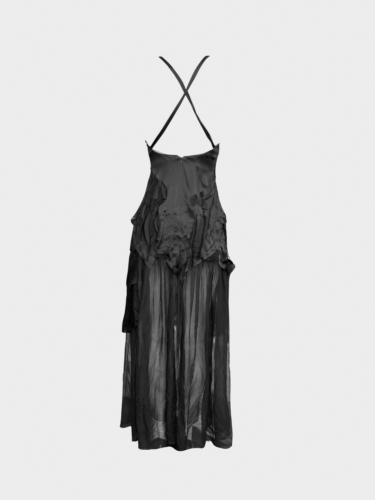 Alberta Ferretti 2010s Black Long Satin Backless Dress