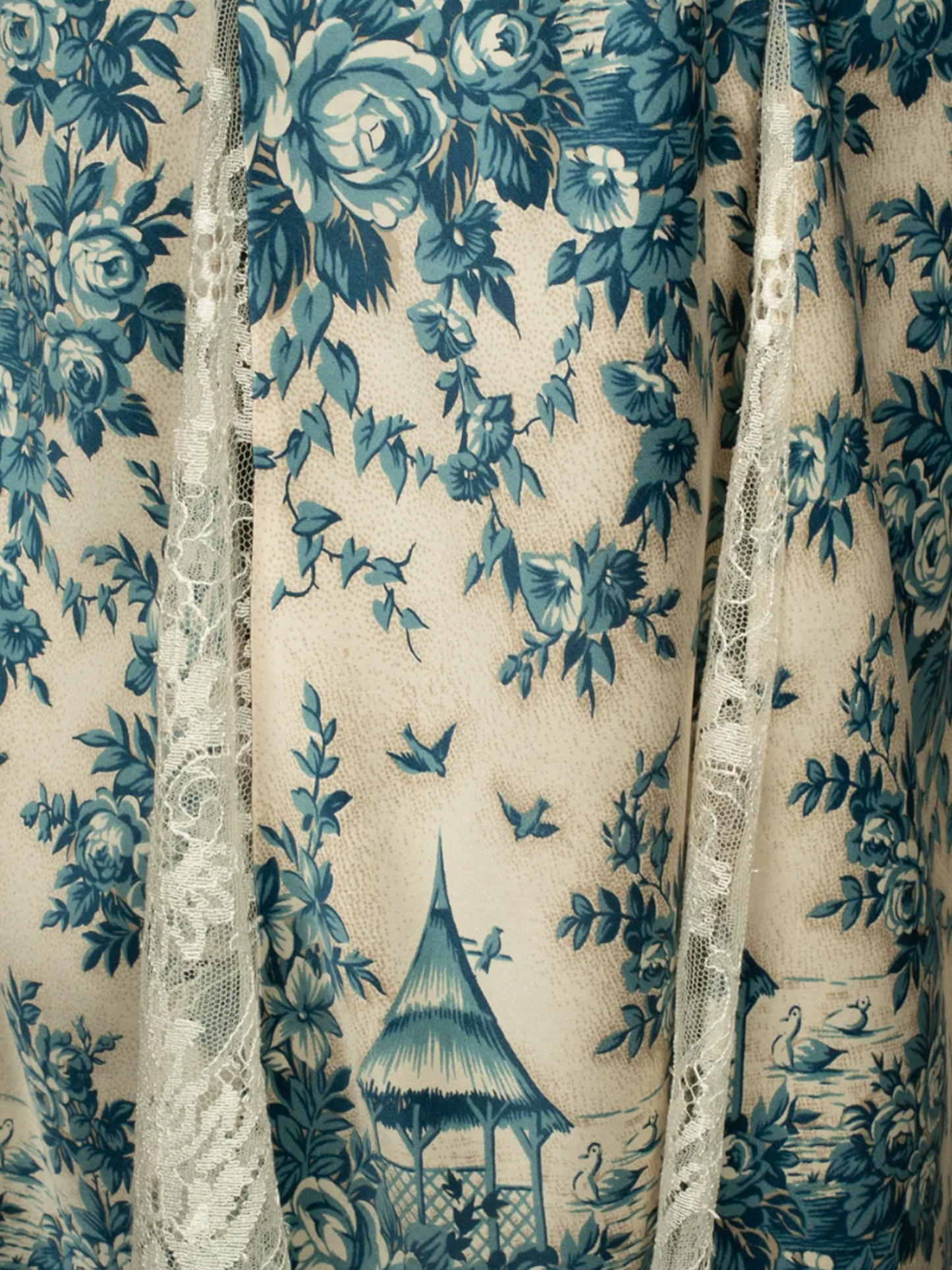 John Galliano FW 2003-2004 'In The Mood' Blue Printed Lace Midi Dress