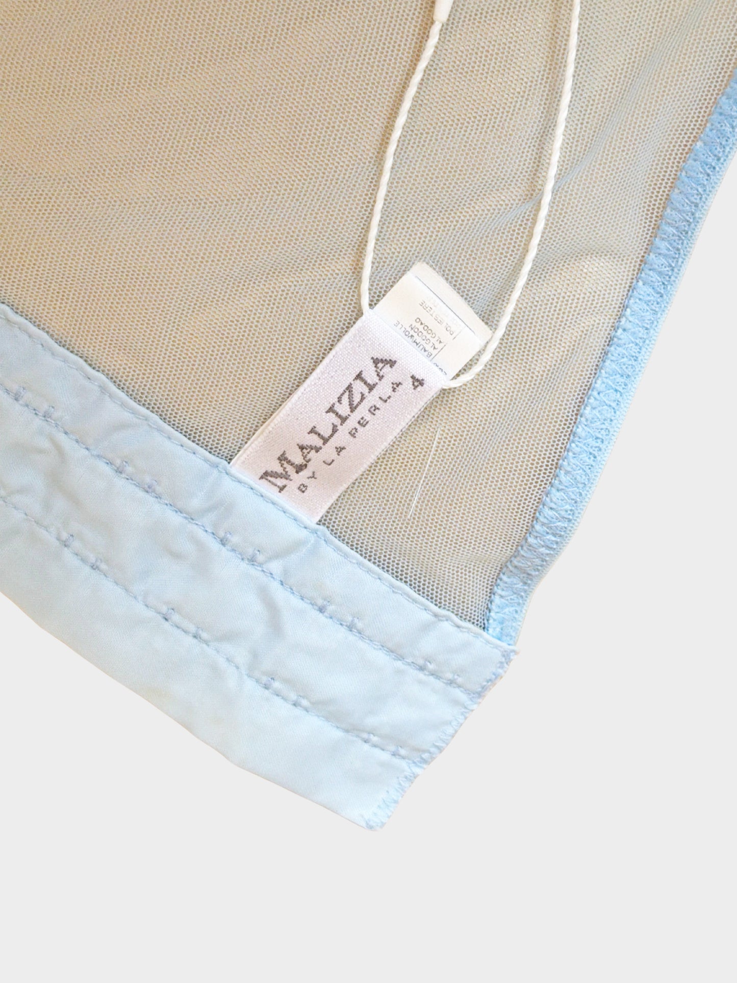 La Perla 2010s Light Blue Floral Mesh Bustier Corset Top