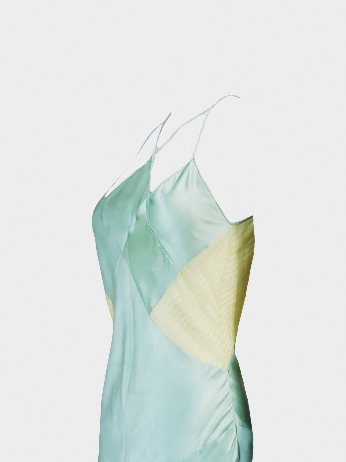 John Galliano 2000s Blue and Yellow Silk Dress