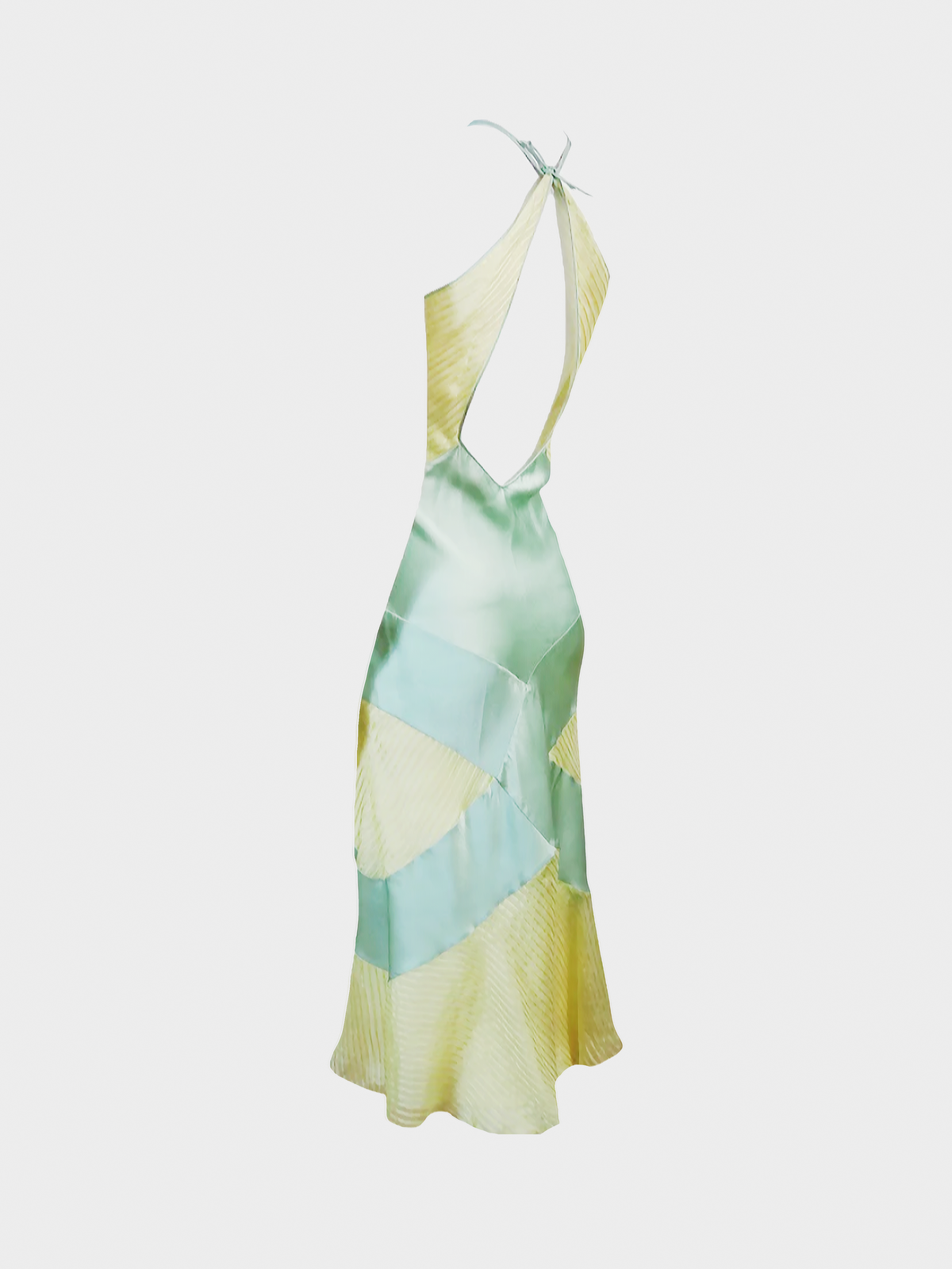 John Galliano 2000s Blue and Yellow Silk Dress