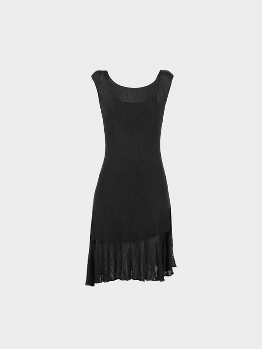 Blumarine 2000s Black Pointelle Midi Dress