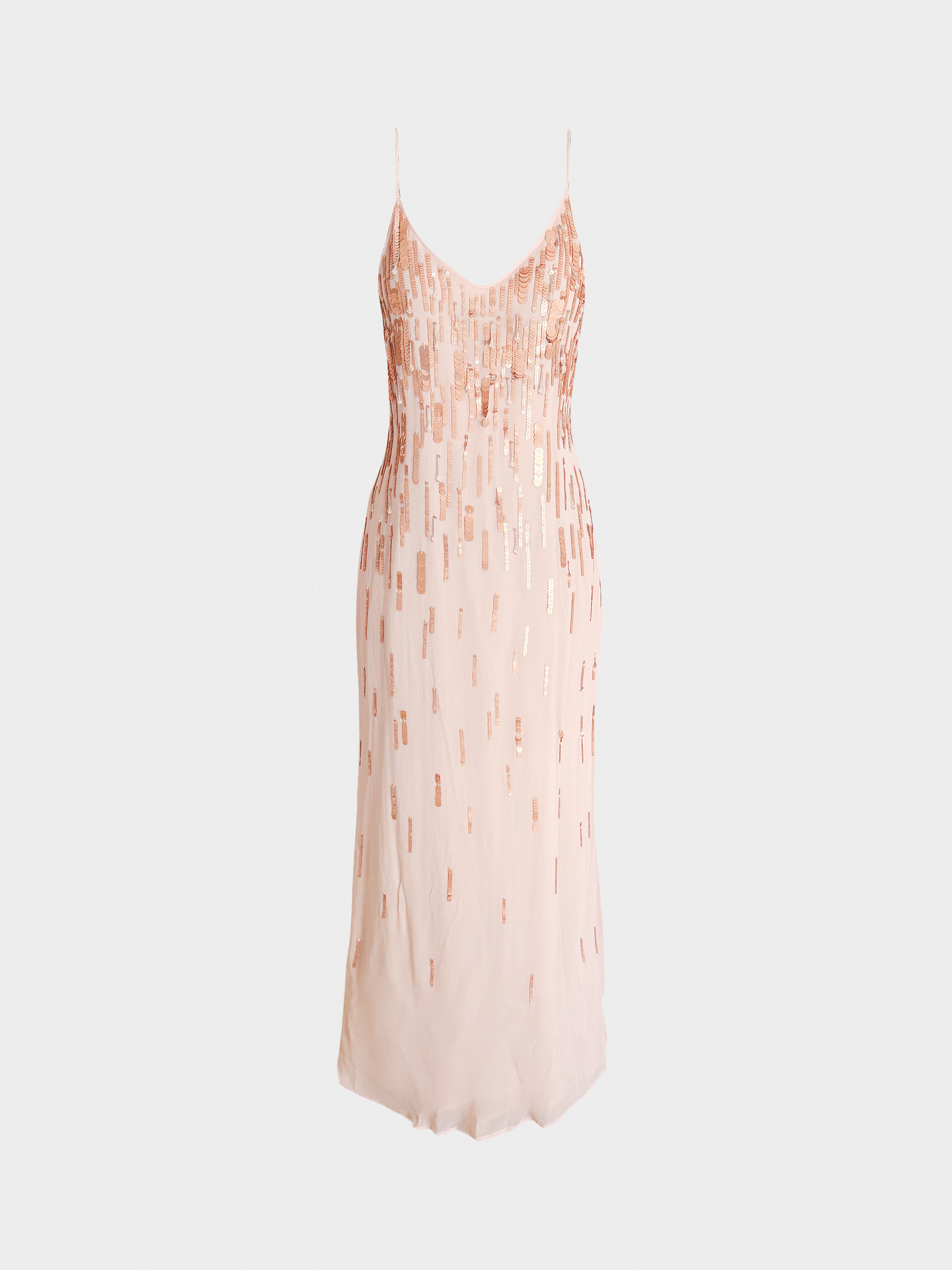 Blumarine 2000s Beige Sequin Embellished Maxi Dress