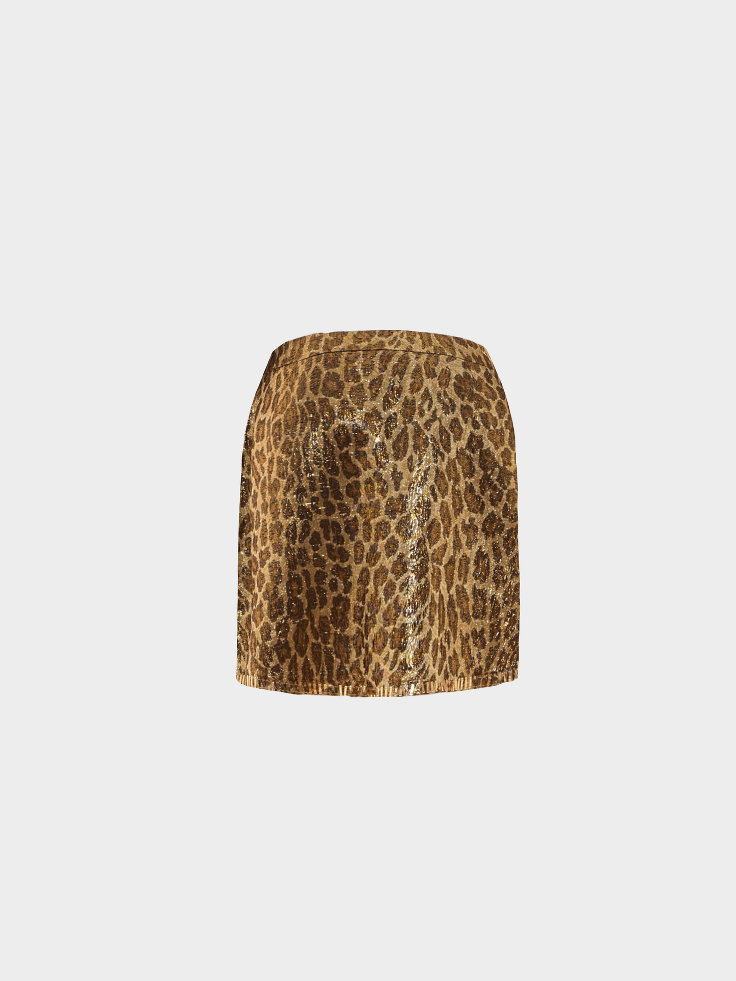 Blumarine 2000s Leopard Print Wool Mini Skirt with Lace Details