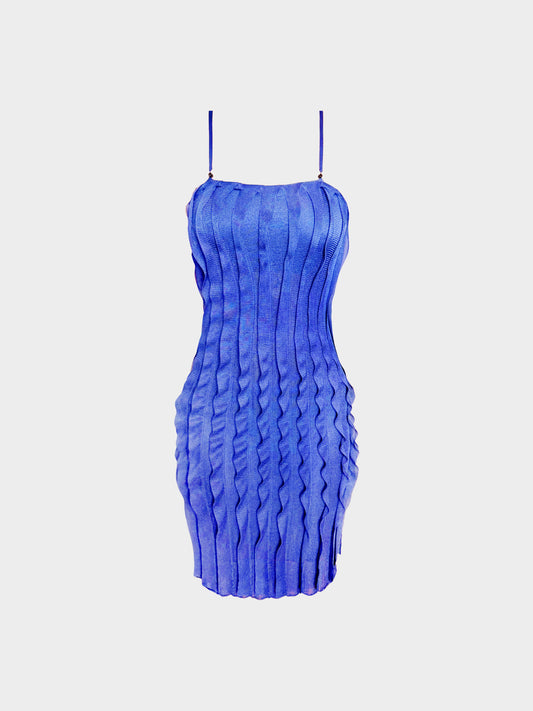 Gucci by Tom Ford 2000s Purple Viscose Knitted Ruffled Dress