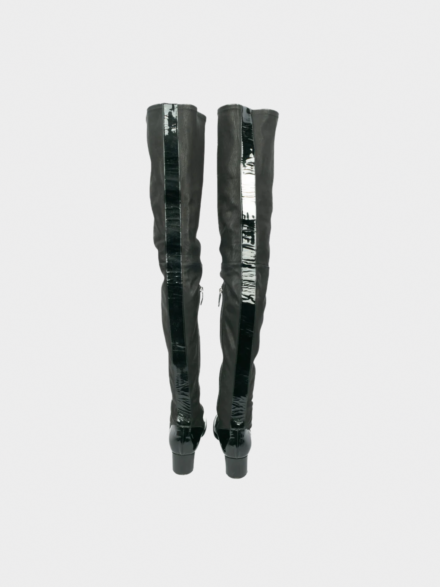 Chanel 1990s Black Thigh High Lace Up Boots