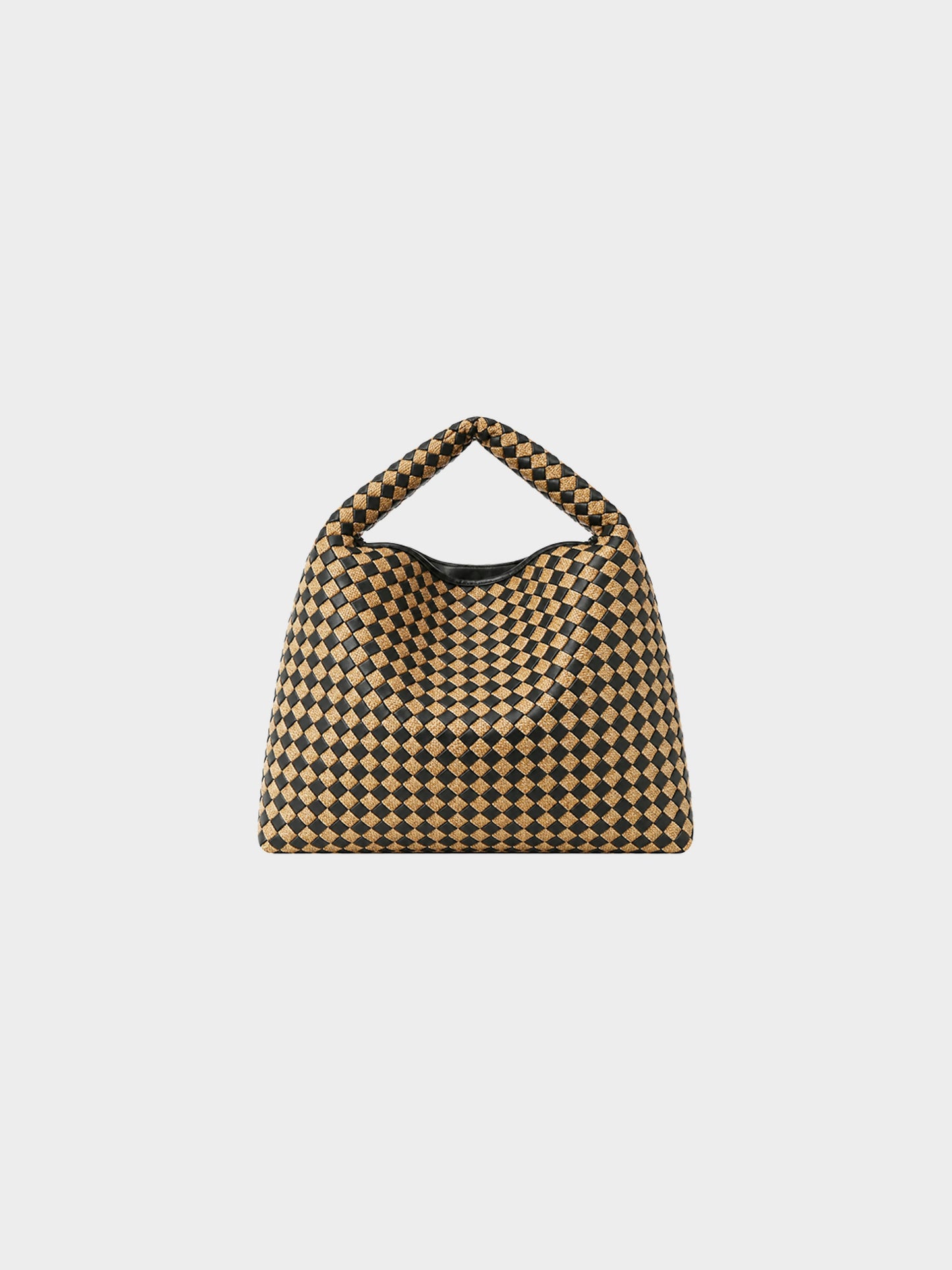 Bottega Veneta 2023 Black and Brown Nappa Raffia Intrecciato Large Hobo Bag