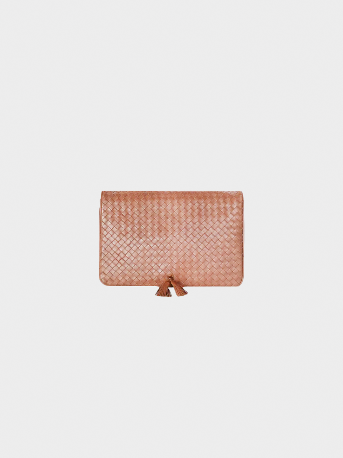 Bottega Veneta 1990s Brown Intrecciato Leather Tassel Clutch Bag