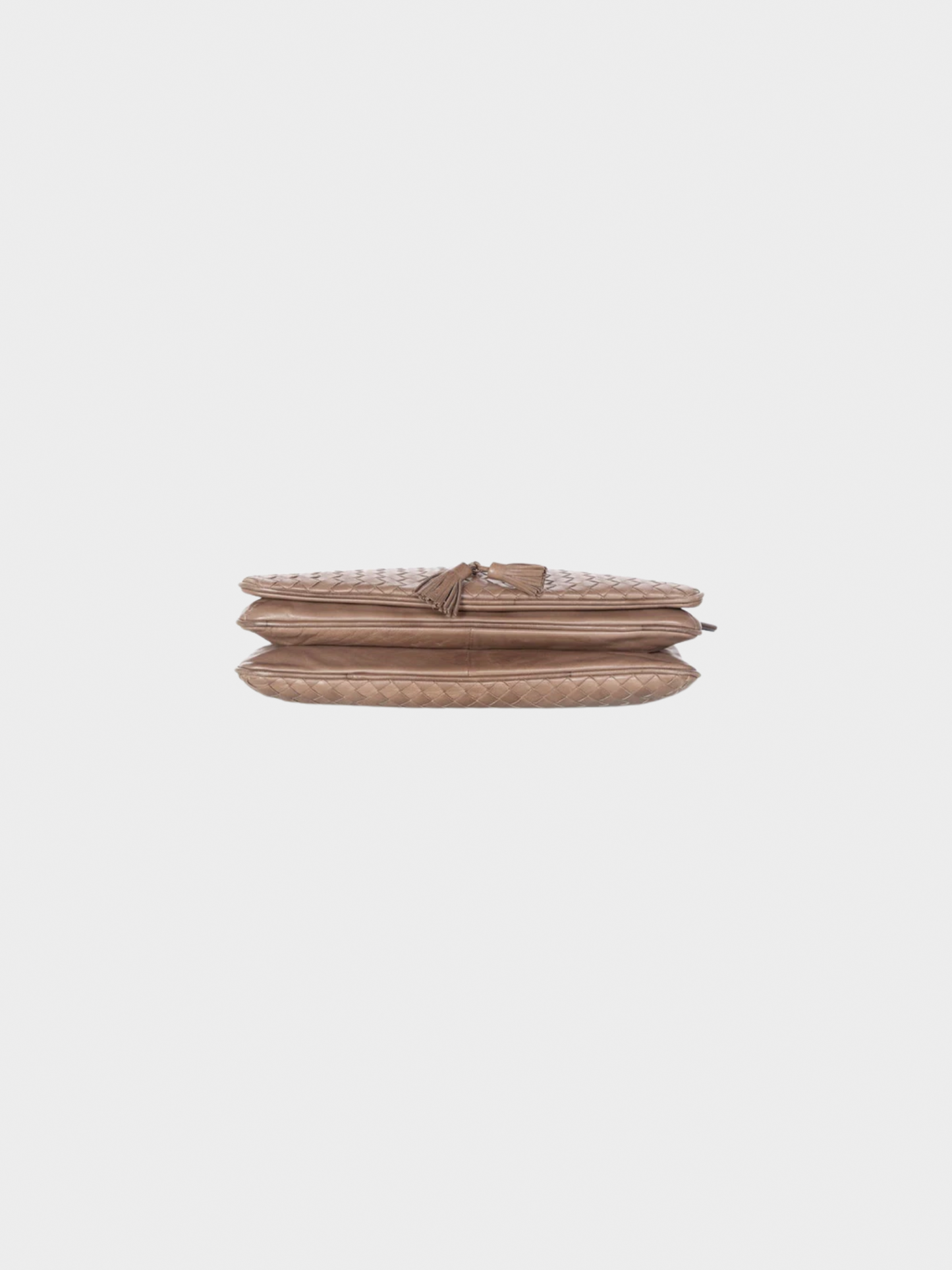 Bottega Veneta 1990s Brown Intrecciato Leather Tassel Clutch Bag
