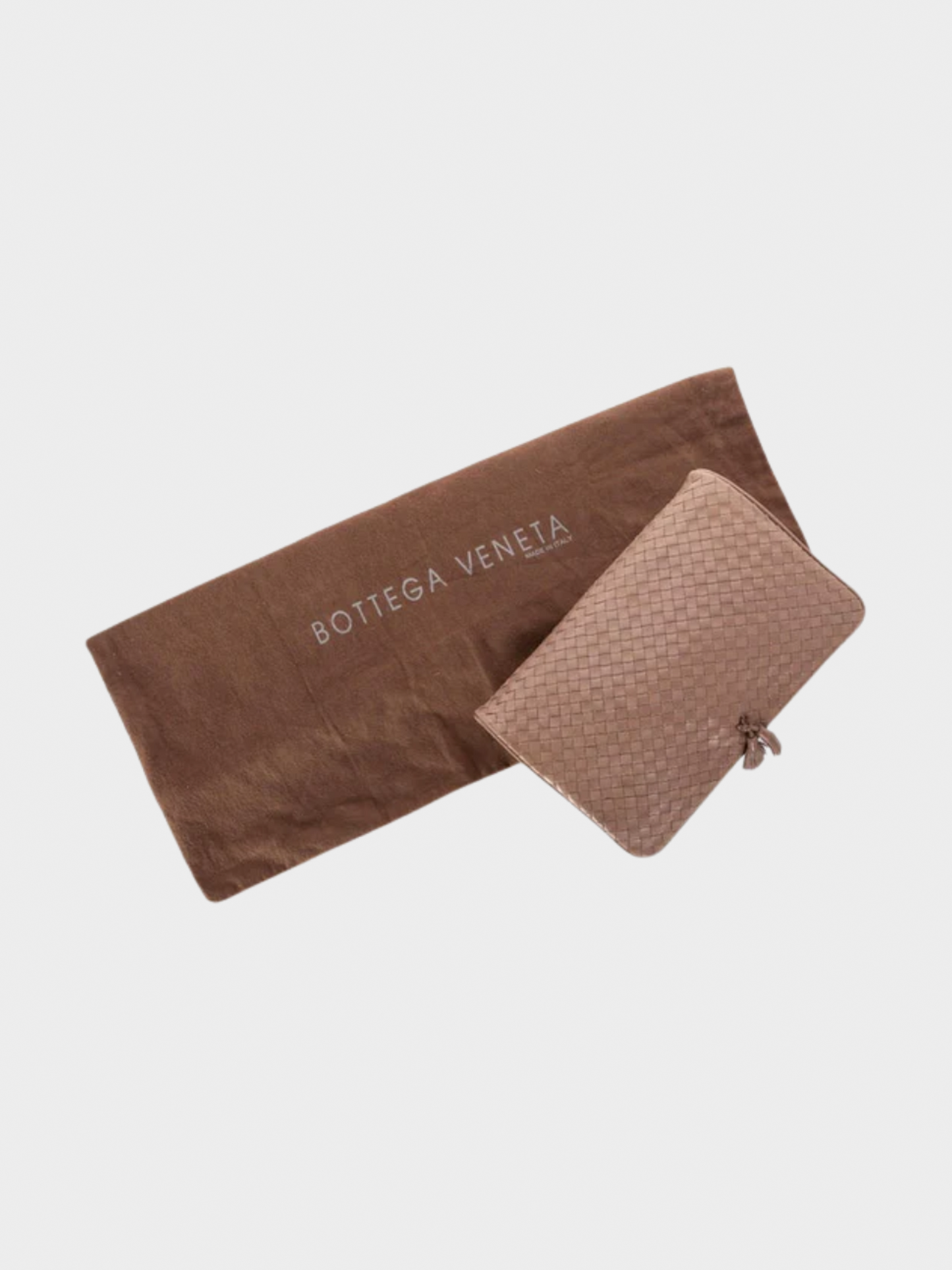 Bottega Veneta 1990s Brown Intrecciato Leather Tassel Clutch Bag
