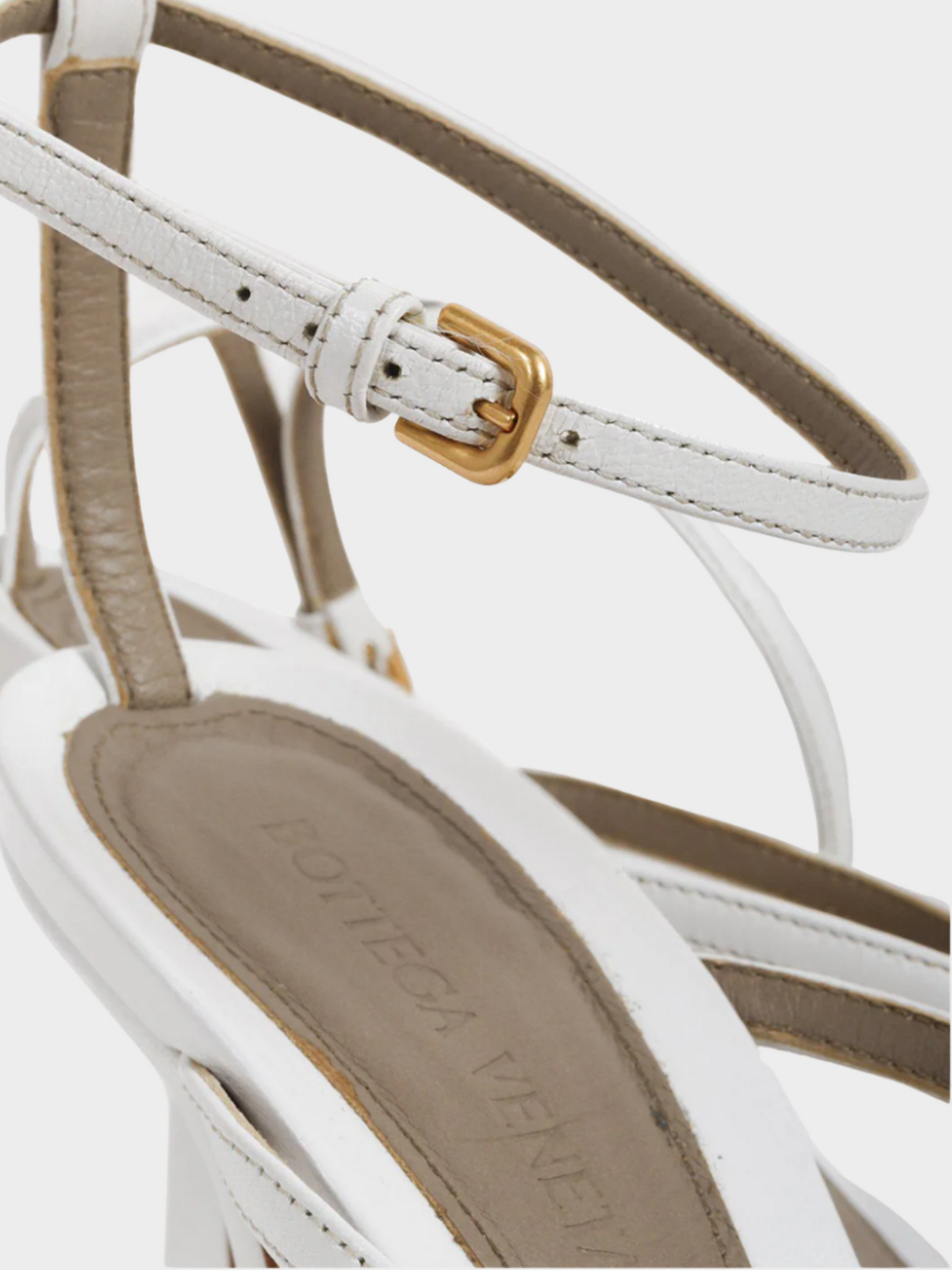 Bottega Veneta 2020s White Leather Stretch Strap Sandals