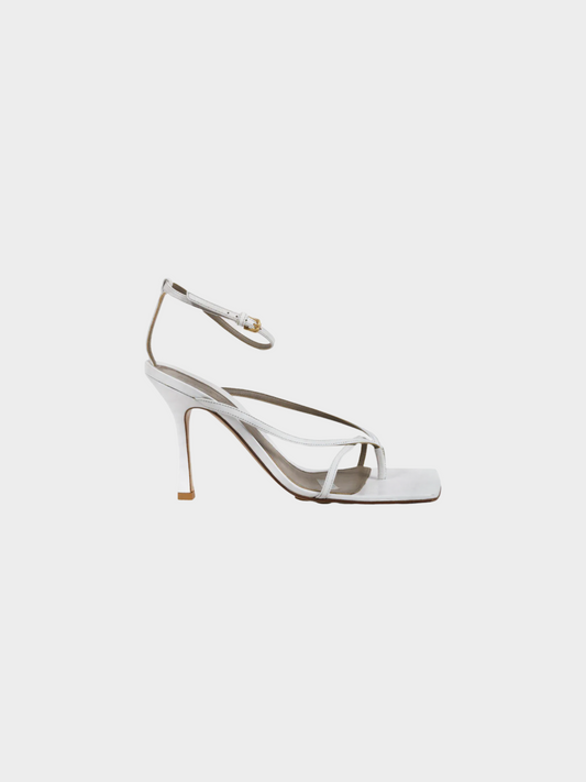 Bottega Veneta 2020s White Leather Stretch Strap Sandals
