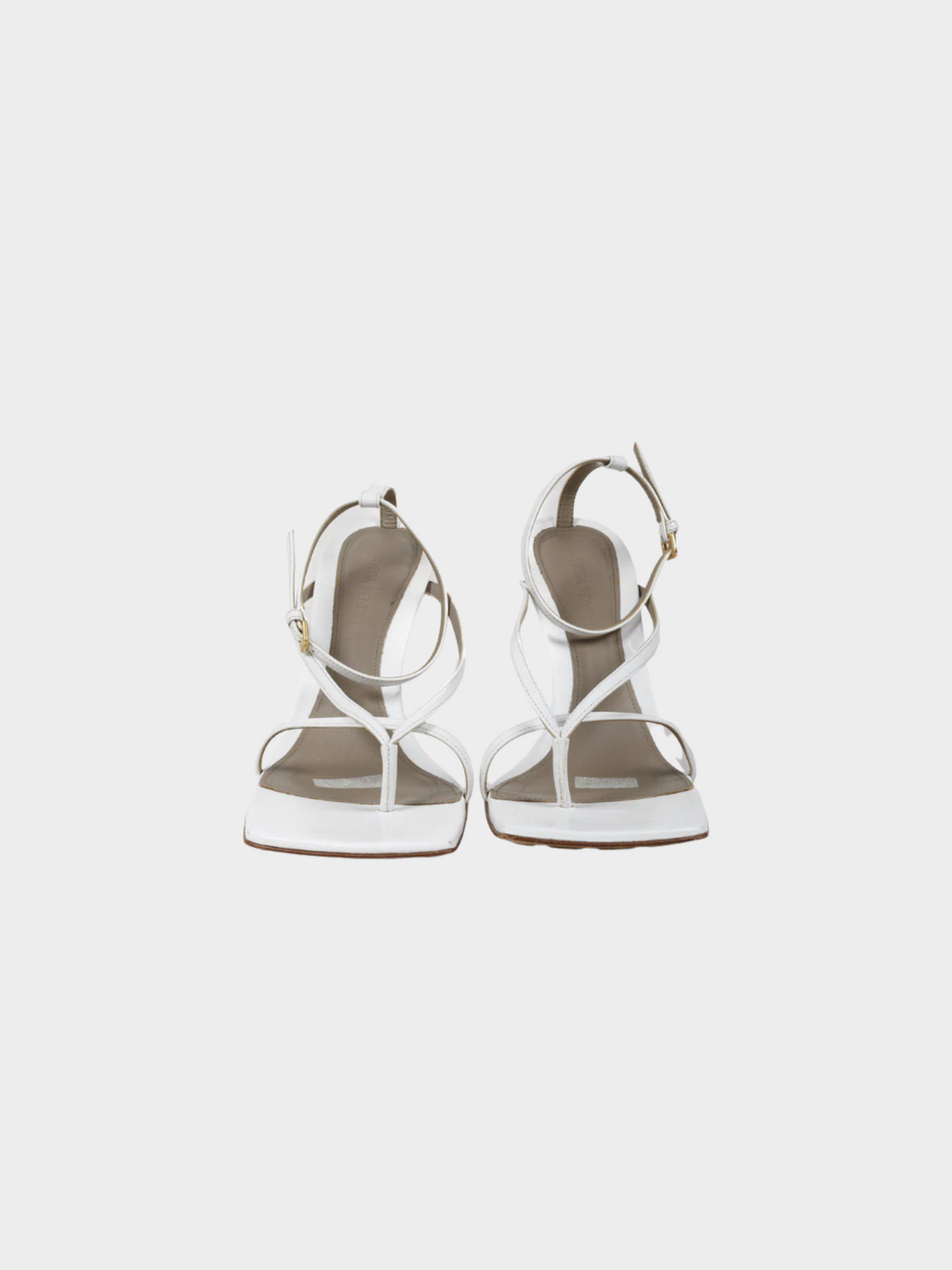 Bottega Veneta 2020s White Leather Stretch Strap Sandals
