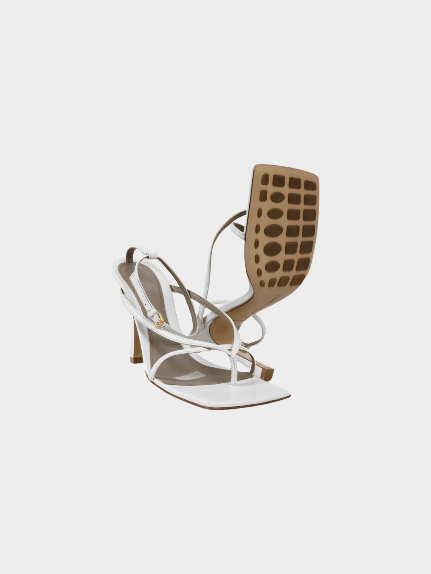 Bottega Veneta 2020s White Leather Stretch Strap Sandals