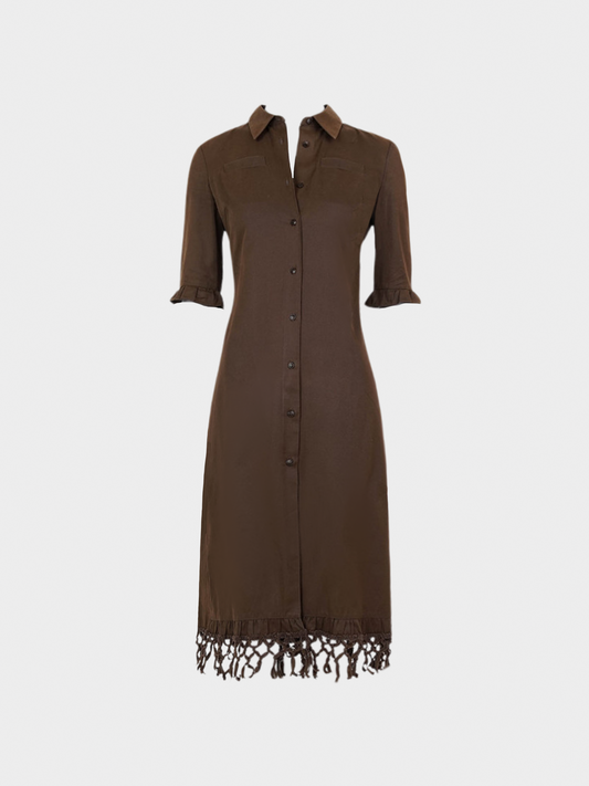 Miu Miu SS 1999 Runway Brown Fringe Dress