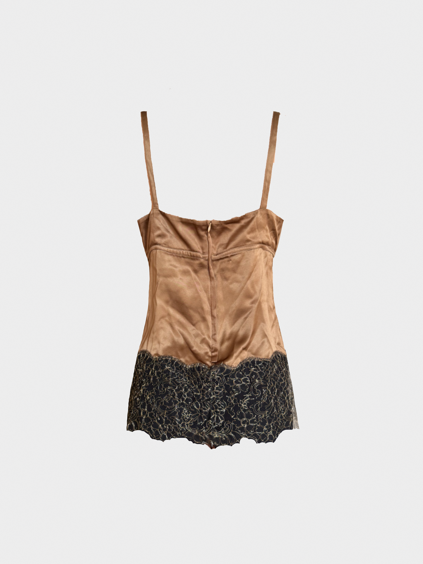 Dolce and Gabbana 2000s Brown Satin Lace Bustier