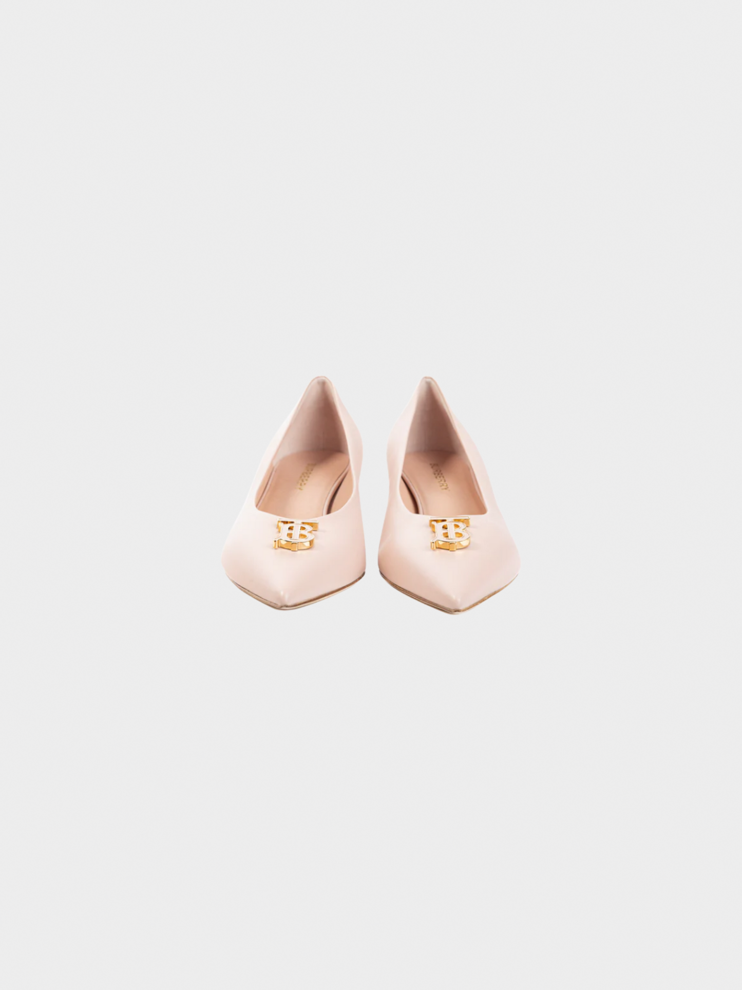 Burberry 2020s Ezra 40 Pink Leather TB-Monogram Pointed-Toe Pumps