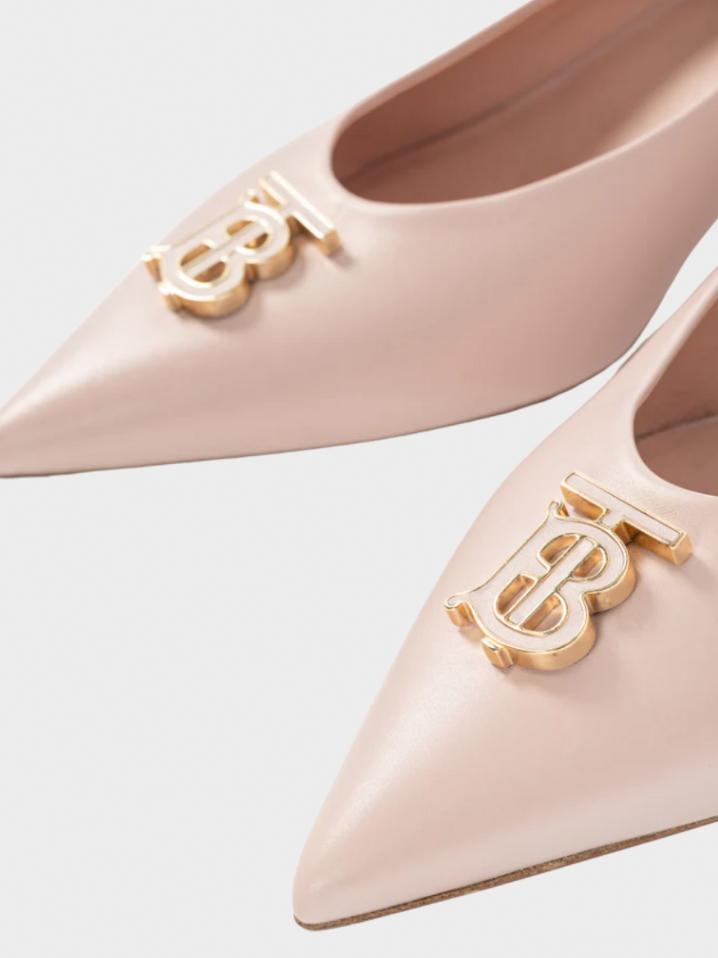 Burberry 2020s Ezra 40 Pink Leather TB-Monogram Pointed-Toe Pumps